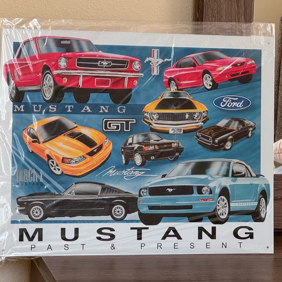 FORD MUSTANG PAST & PRESENT COLLECTIBLE TIN SIGN. SEALED - Picture 7 of 7
